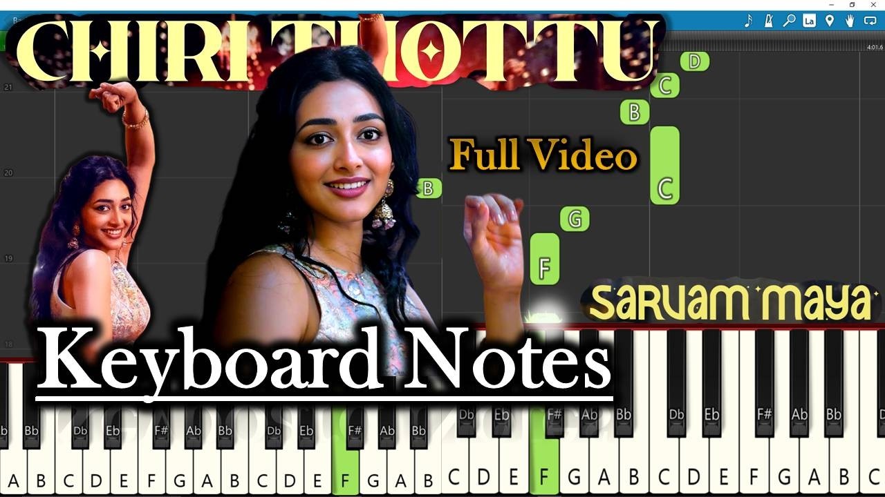 Chiri Thottu Song Keyboard Notes 🎹| Full Video | Easy Piano Tutorial for Beginners