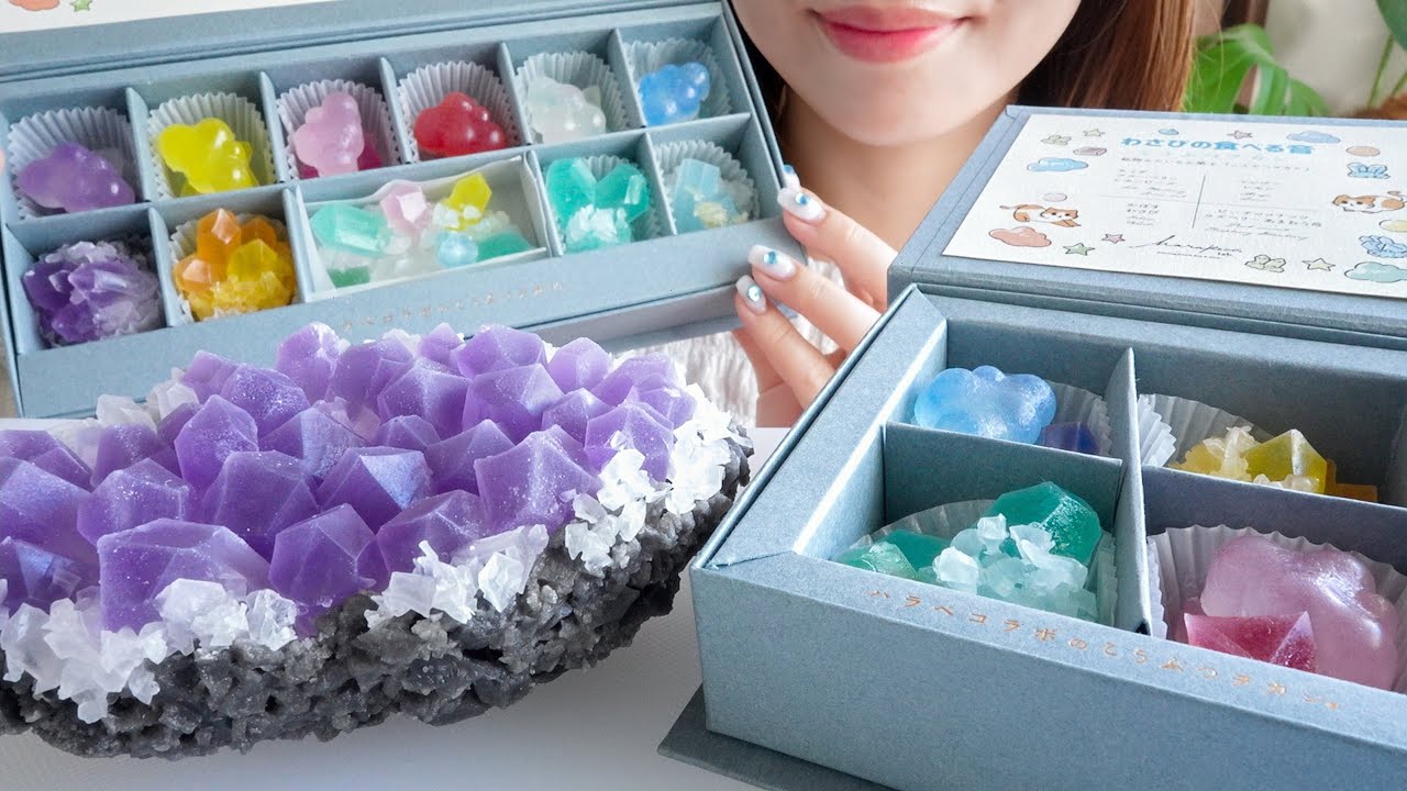 【重大報告】最強に可愛すぎる私史上最高の琥珀糖を作りました！おしゃれすぎる色合いやかたちに感動…♡【ASMR/EATINGSOUNDS/咀嚼音】