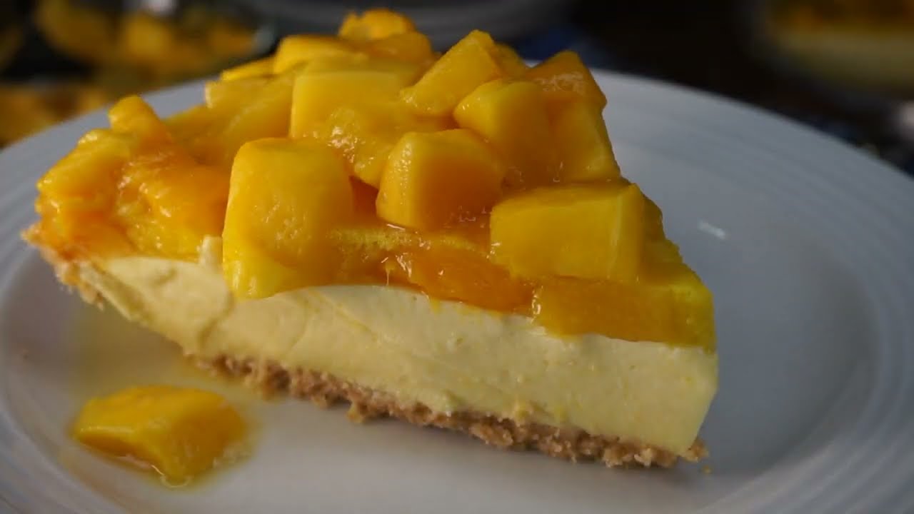 PAY DE MANGO estilo cheesecake de mango Postre de queso crema philadelphia sin horno