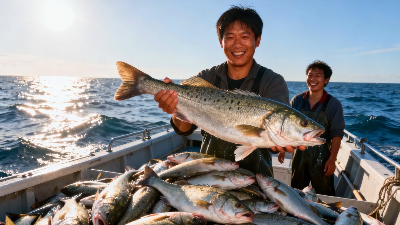 阿杰带新手出海钓鱼，百斤级鲈鱼疯狂上钩，新手都惊讶了：这也太爽了！【岛民阿杰】