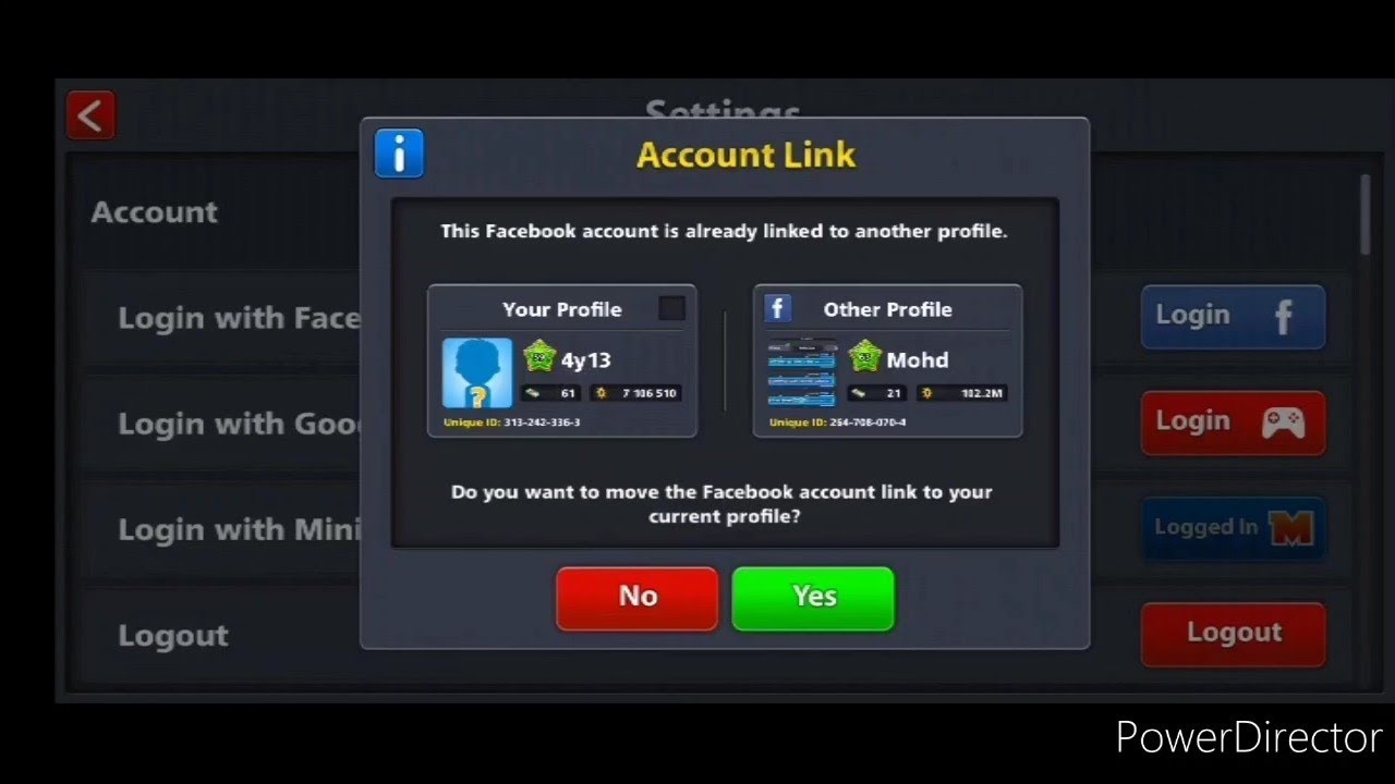 How to link new 8 ball pool account from facebook and remove old one