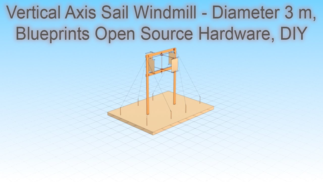 Vertical Axis Sail Windmill - Diameter 3 m, Blueprints Open Source Hardware, DIY