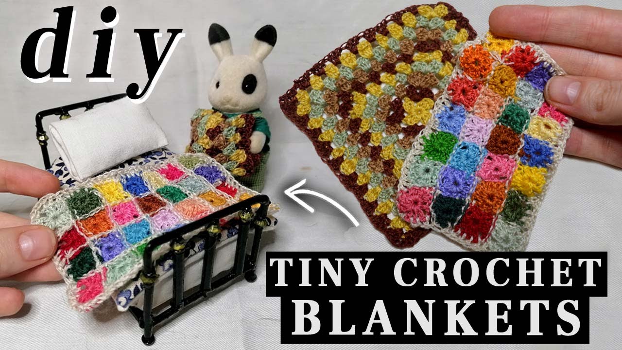 DIY Micro Crochet Granny Square Blankets | Dollhouse Update + FREE PATTERN 🧶