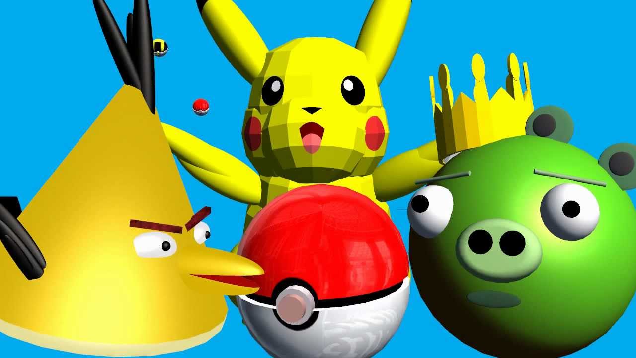 POKEMON starring Angry Birds ♫ 3D animated game mashup spoof ☺ FunVideoTV - Style ;-))