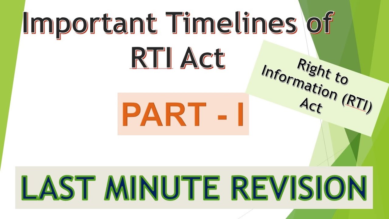 RTI - Timelines || RTI to information Act - Last Minute Revision || Part I