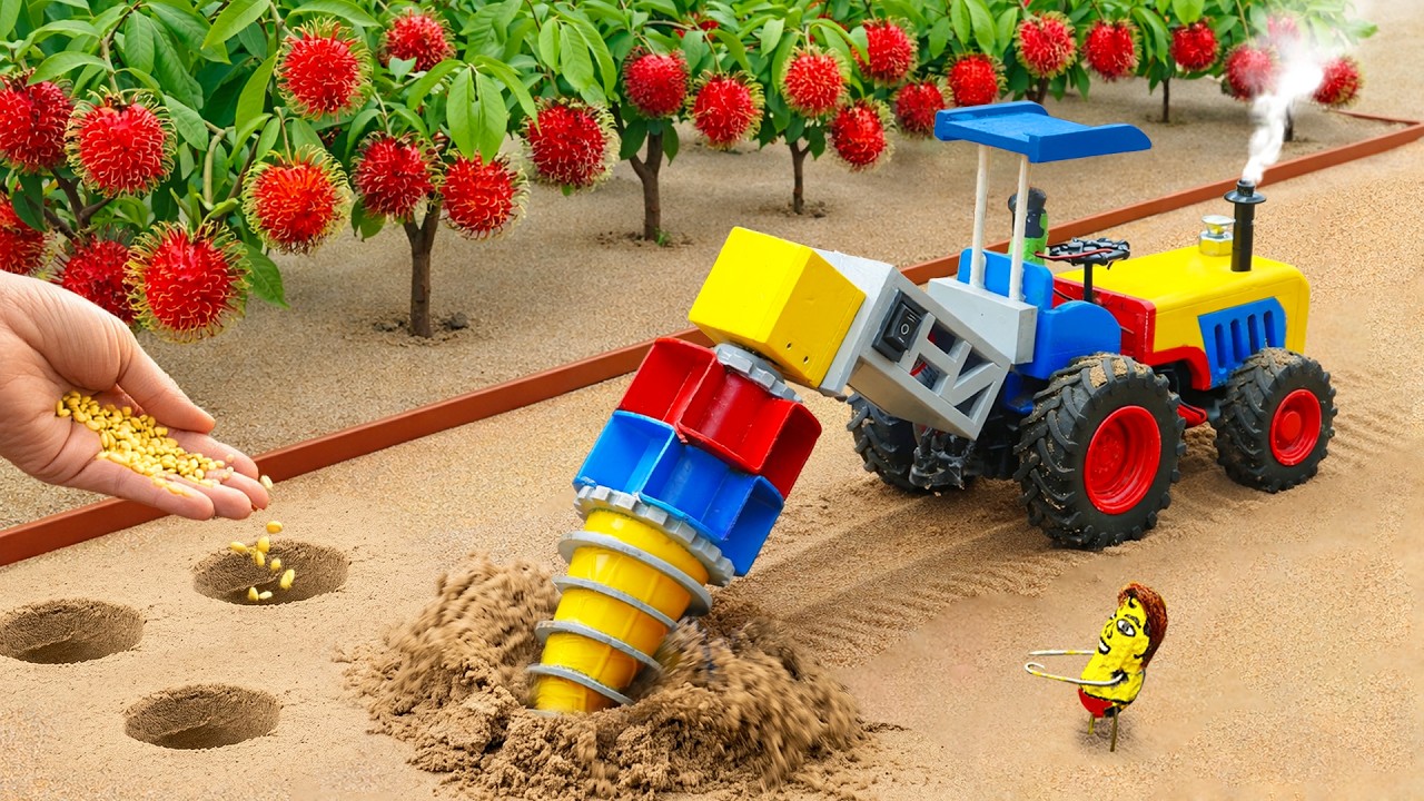 DIY Mini Tractor Hole Drilling Machine 🌱 Perfect Seedling Planting & Harvest | HP Mini