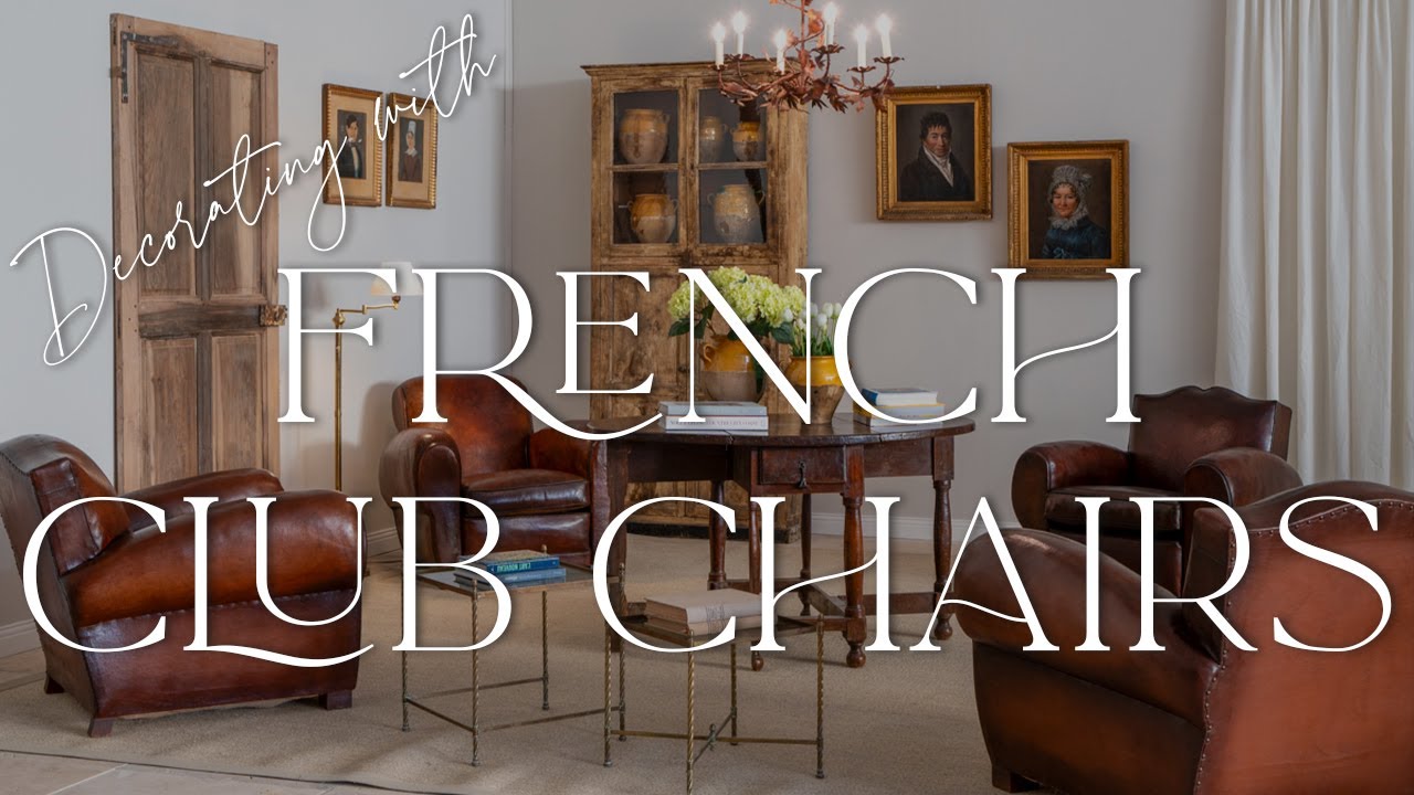 Vintage French leather club chairs - styles, decorating ideas & history of these iconic armchairs.