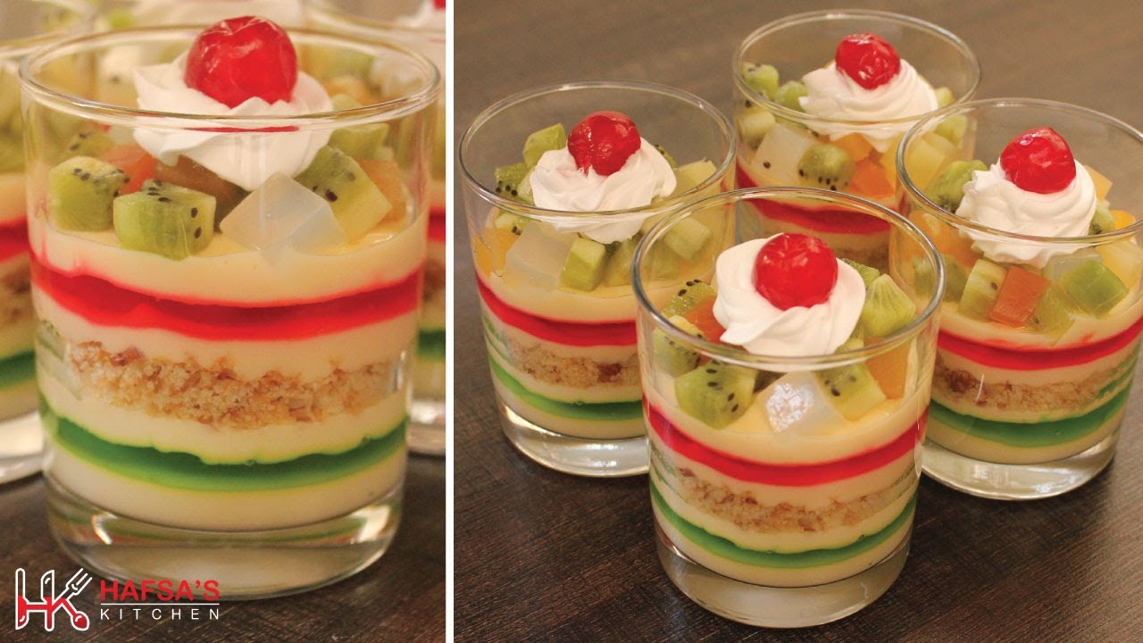 Custard Trifle - Custard Fruit Trifle recipe |Jelly Custard | Dessert in Glass