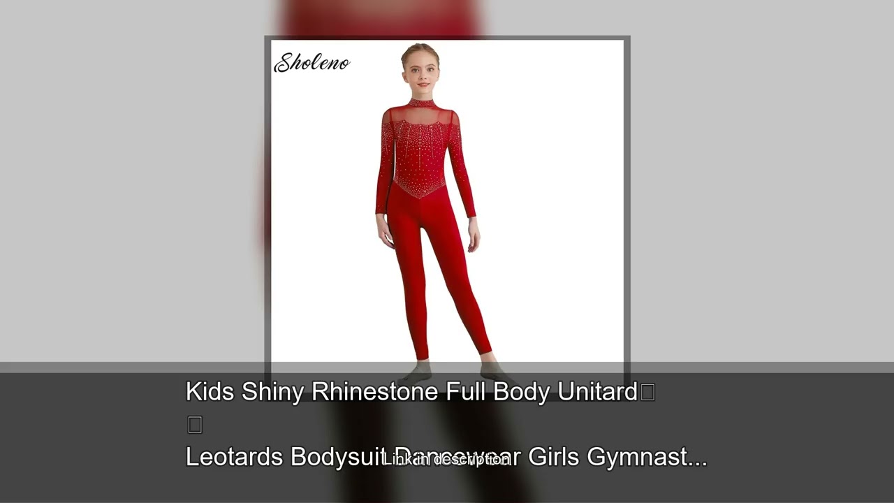 Kids Shiny Rhinestone Full Body Unitard Leotards Bodysuit Dancewear Girls Gymnastics Figure Ska