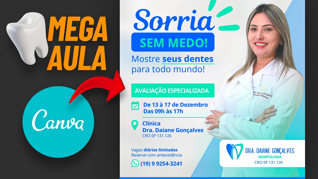 🦷🪥 Como fazer flyer post de Dentista no Canva (Aula Completa e Gratuita)