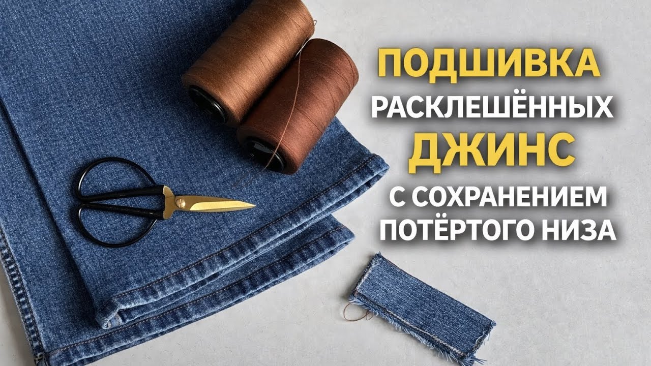 Как укоротить расклешённые джинсы и сохранить заводской край ✂️