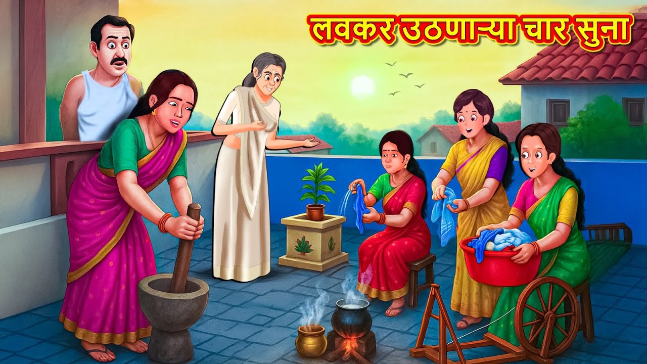लवकर उठणाऱ्या चार सुना | Marathi Stories | Marathi Moral Stories | Marathi Goshti | Fairy Tales