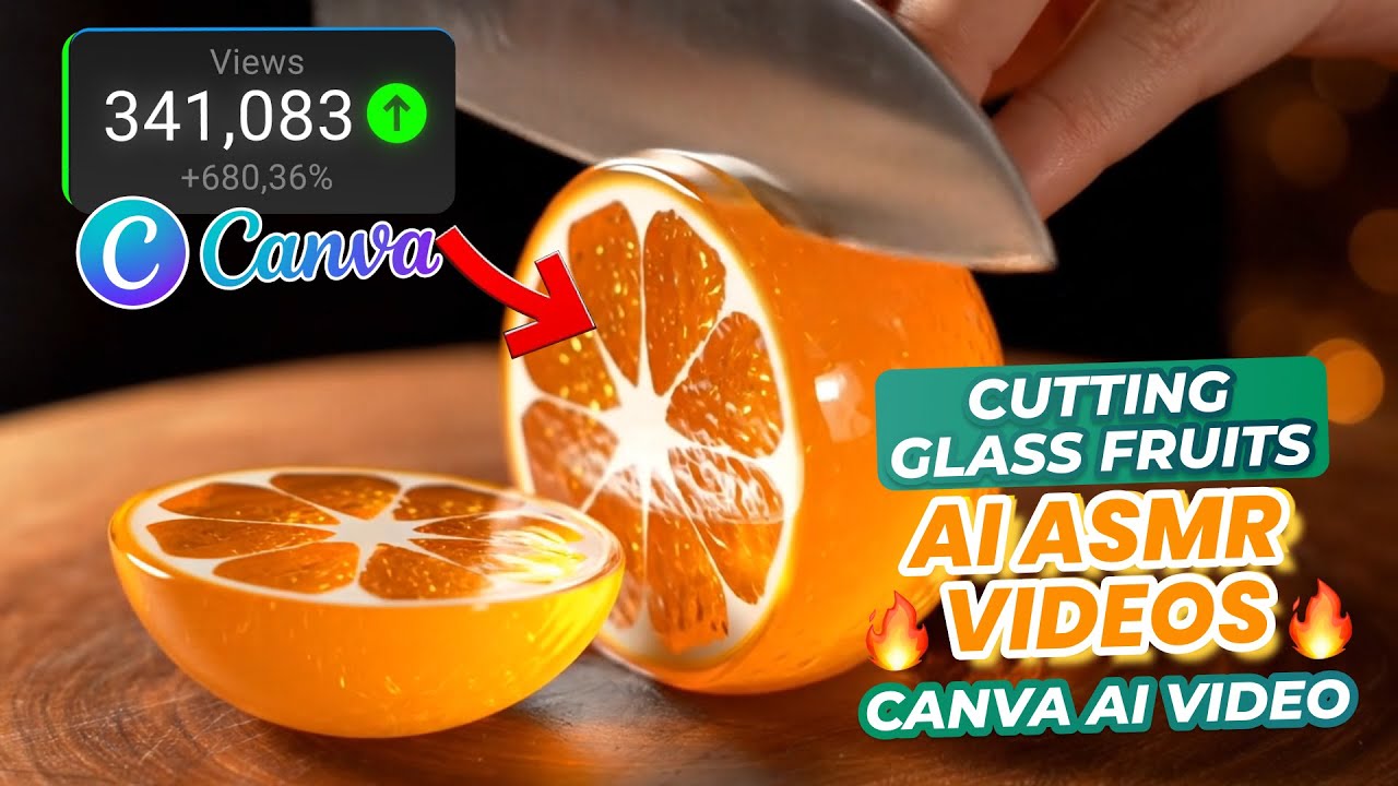 Niche Cutting Glass Fruits ASMR &ndash; Make AI Cutting Glass Fruits ASMR Videos using Canva AI Video Free