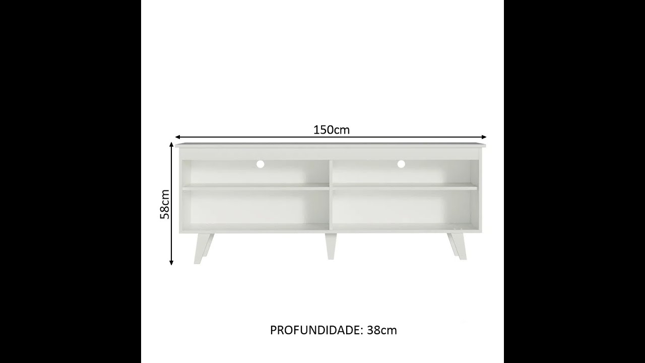 Rack para Tv até 65 polegadas Mandesa Udine com pés Branco
