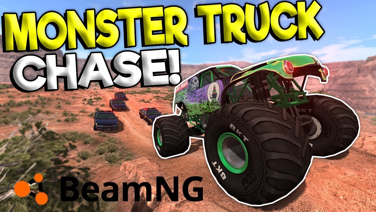INSANE MONSTER TRUCK CHASE & CRASHES! - BeamNG Gameplay & Crashes - Cop Escape