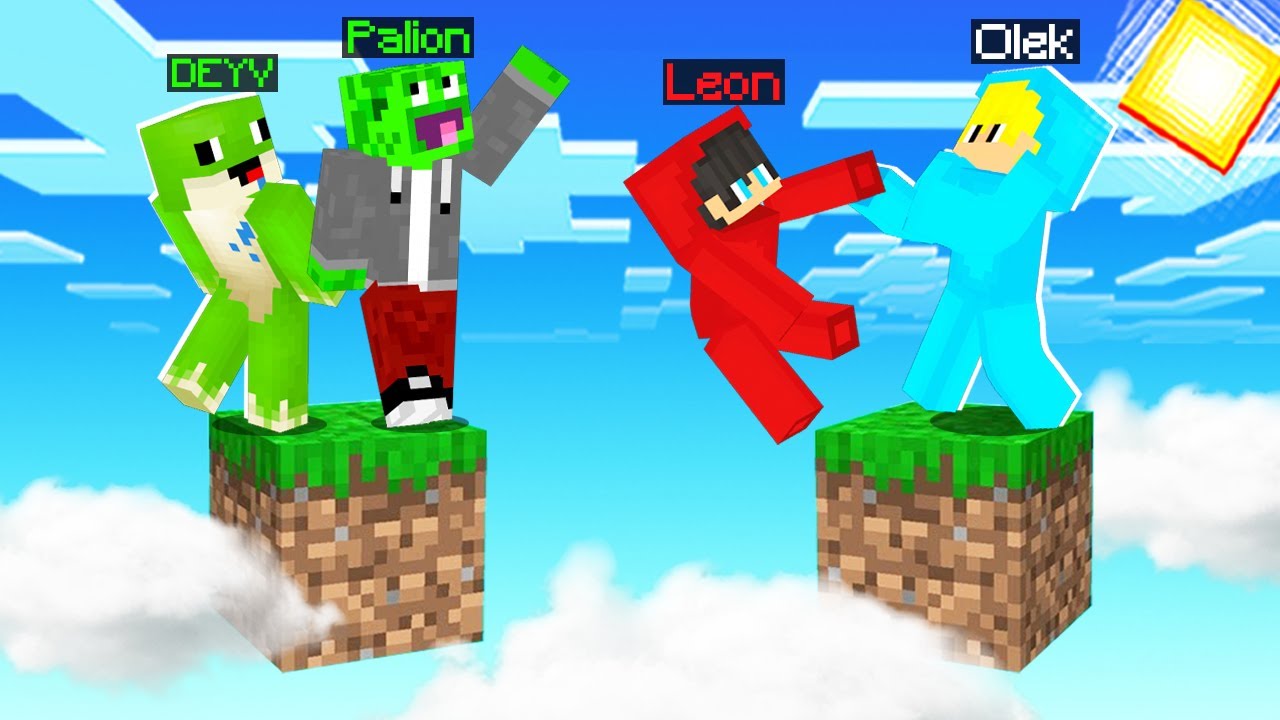 JEDEN BLOK PALION i DEYV vs OLEK i LEON w Minecraft!
