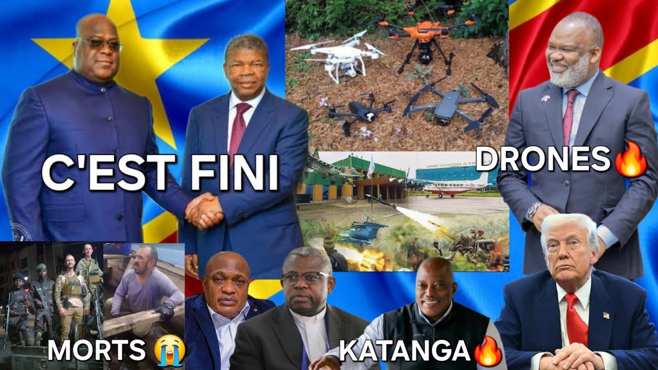 NANGAA BOMBARDE KISANGANI, KATANGA 100 NOUVEAUX DRONES FTSHISEKEDI À FUIT EN ANGOLA, ONU,USA,JKK 9.2