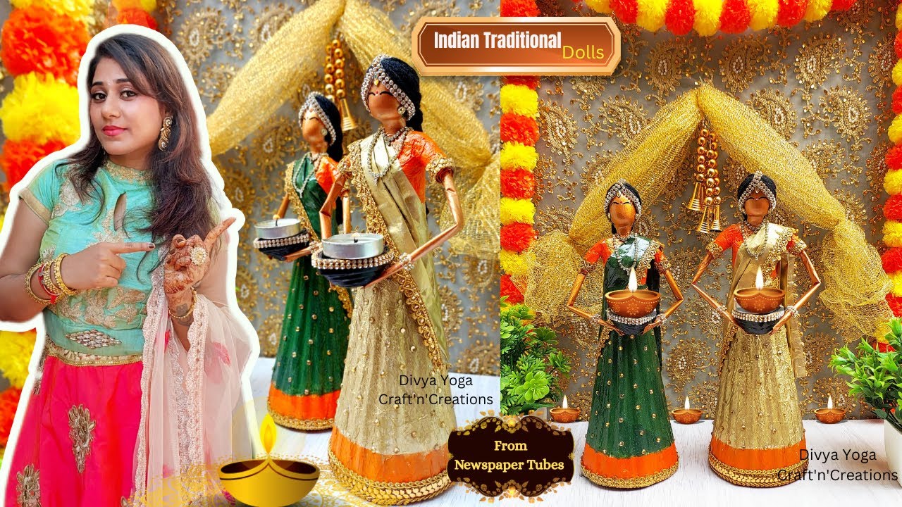 Beautiful🙀Traditional style dolls🎆 Made from upcycled Newspapers 📰 #diynewspaperdoll