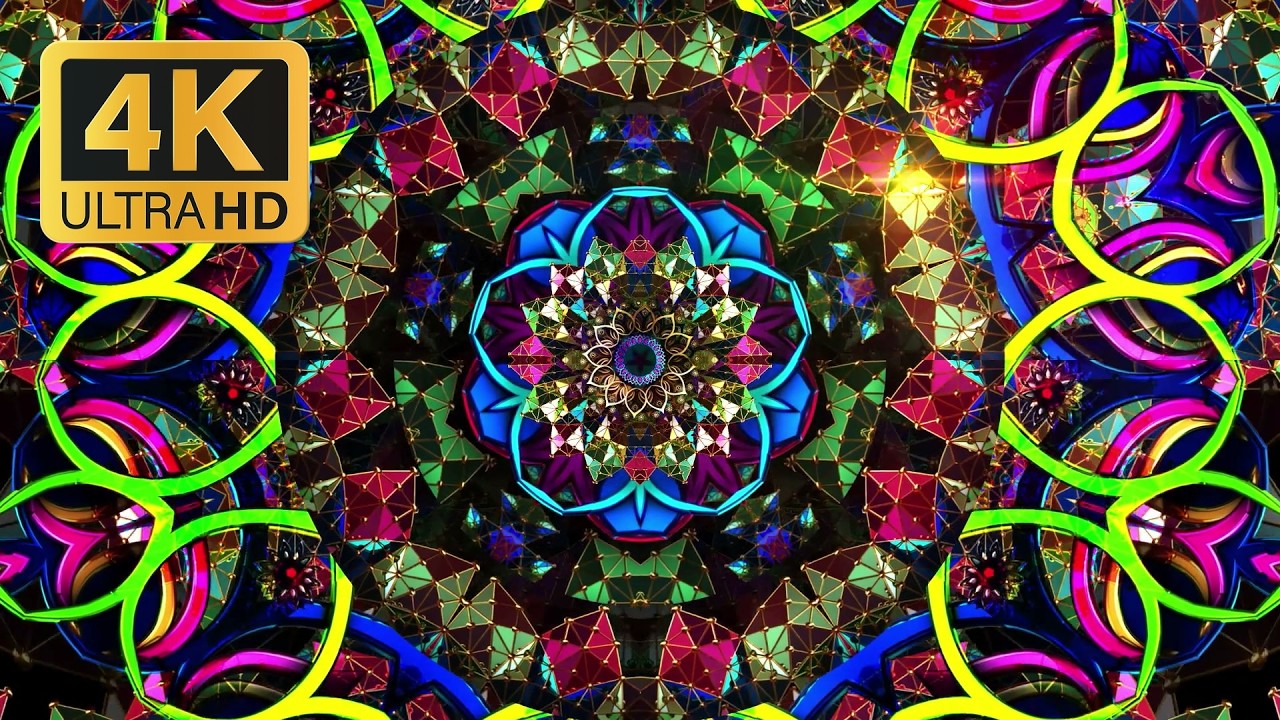 6 Hours 4K UHD Colorful Ornaments Kaleidoscope Infinite Glow | Beat Synced Background Party