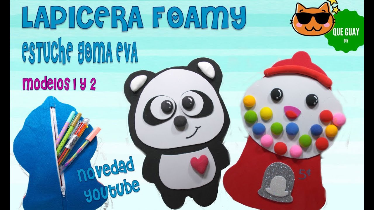 Lapiceras de foamy 💗 Panda Kawaii CARTUCHERAS Estuches de goma eva manualidades Regreso a clase