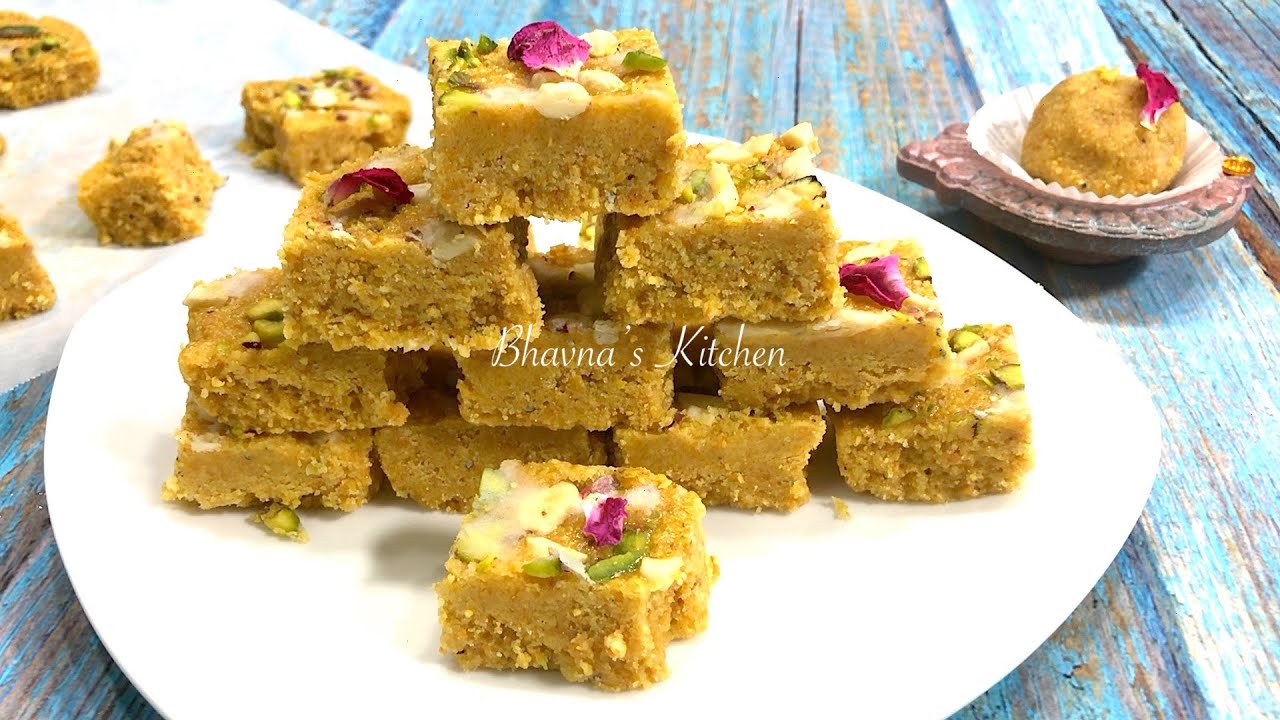 Magas Magaj बाजार से बेहतर मगस बेसन बर्फी लड्डू बनाओ दानेदार और फ़रहा Video Recipe Bhavna'sKitchen