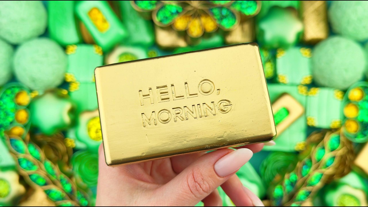 Relaxing ASMR Soap Art: Crushing Colorful Soap, Cutting cubes, and Creating with Glitter and Foam!