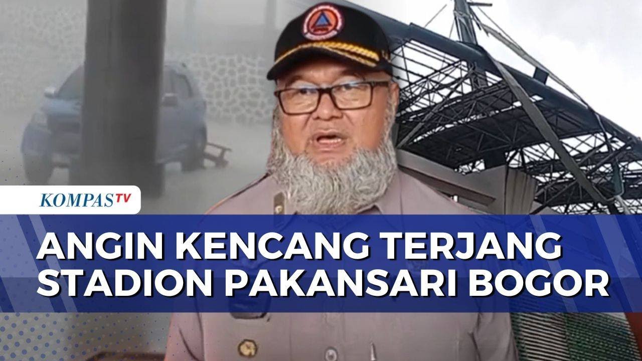 Angin Kencang Terjang Stadion Pakansari Bogor, Atap Beterbangan dan Pohon Tumbang | KOMPAS MALAM