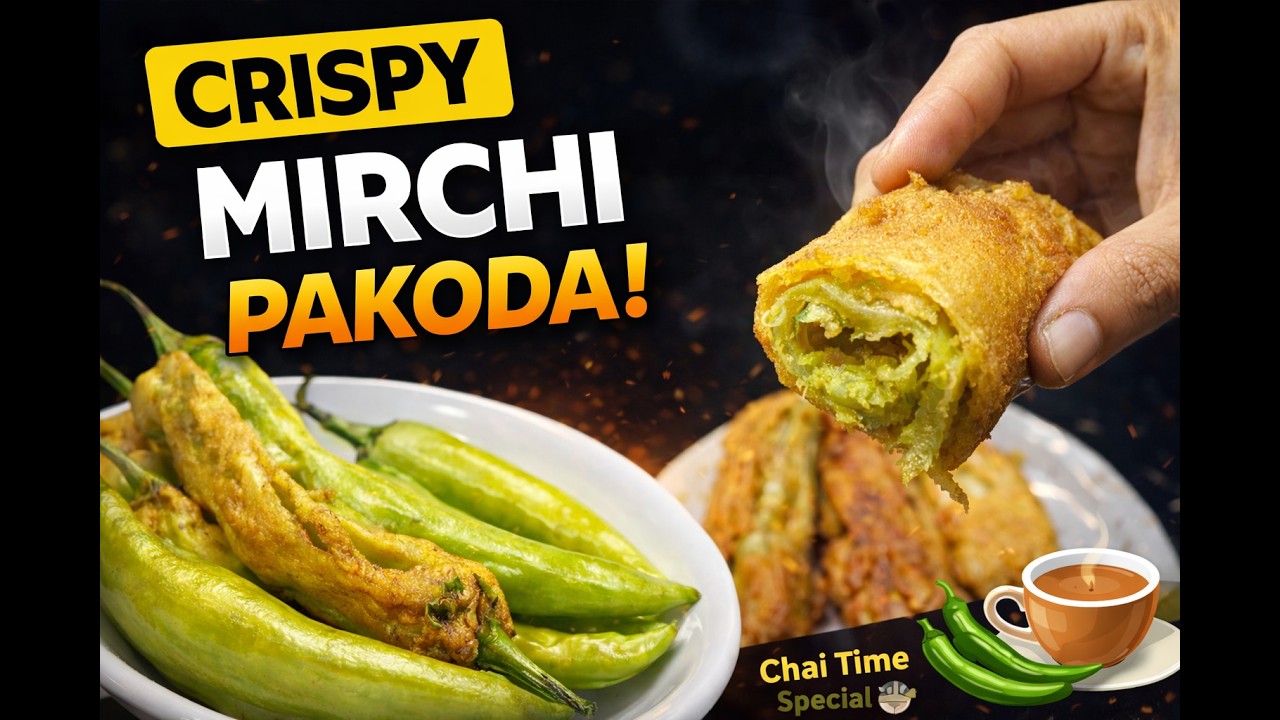 Crispy Hari Mirch Pakoda 🔥 | Easy Mirchi Bhajji Recipe | Tea Time Snack