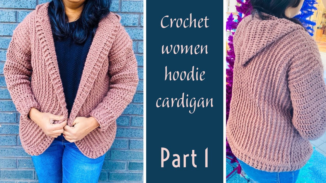 Crochet women hoodie cardigan S/M size Part 1 | Crochet sweater for women