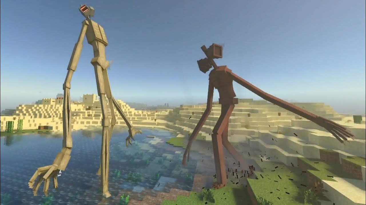 Siren Head vs Old Siren Head Addon MCPE in Minecraft Bedrock