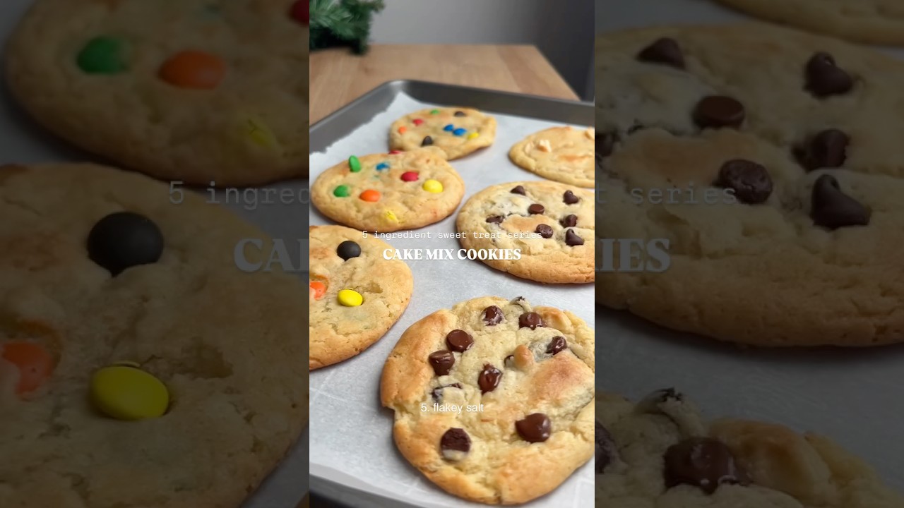 Easy 5 ingredient cake mix cookies! Follow for more easy recipes #chocolatecookies #cookies #fyp