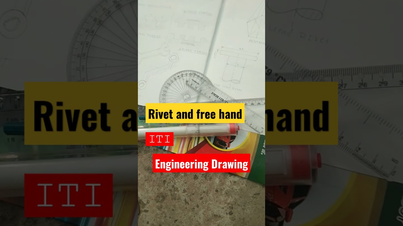 Rivet and free hand sketch #itiexam #engineeringdrawing #rivets #freehand