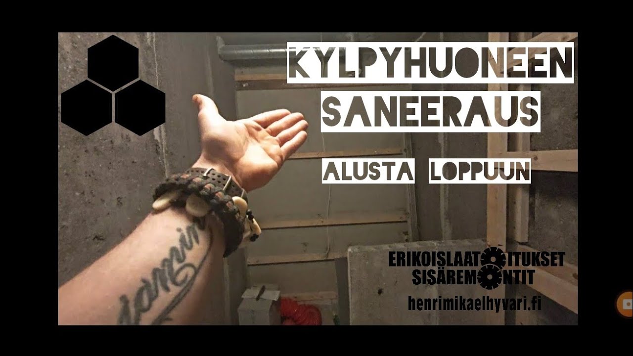 Kylpyhuoneen saneeraus progressio. Bathroom remodel progression.