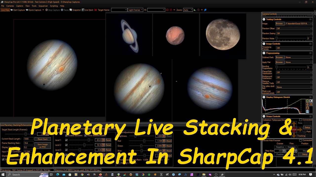 Live Planet Stacking In SharpCap 4.1 - Good Seeing, The Moon, and More