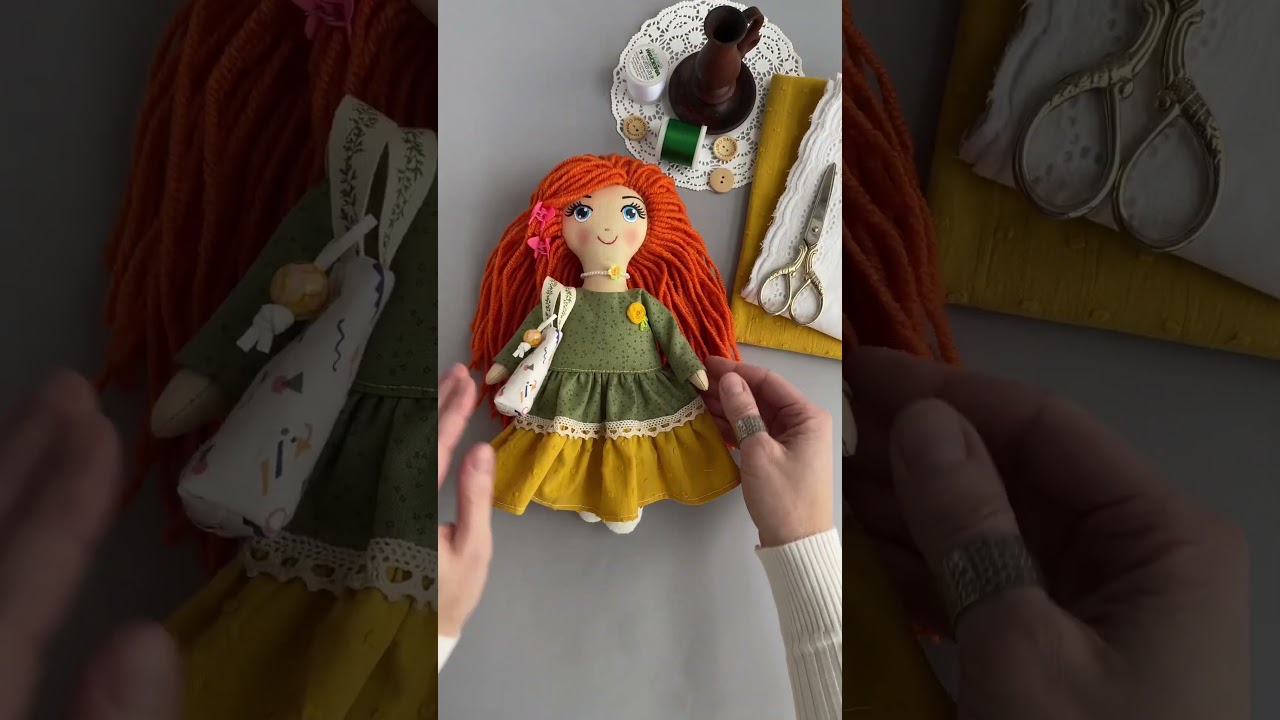 Textile doll with clothes, big doll set