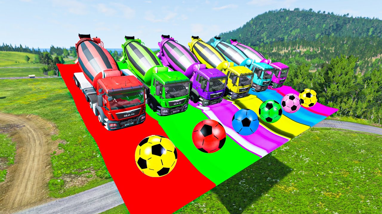 Flatbed Truck Mcqueen | Transportation with Trucks - Pathole vs cars #357 - BeamNG.drive Live