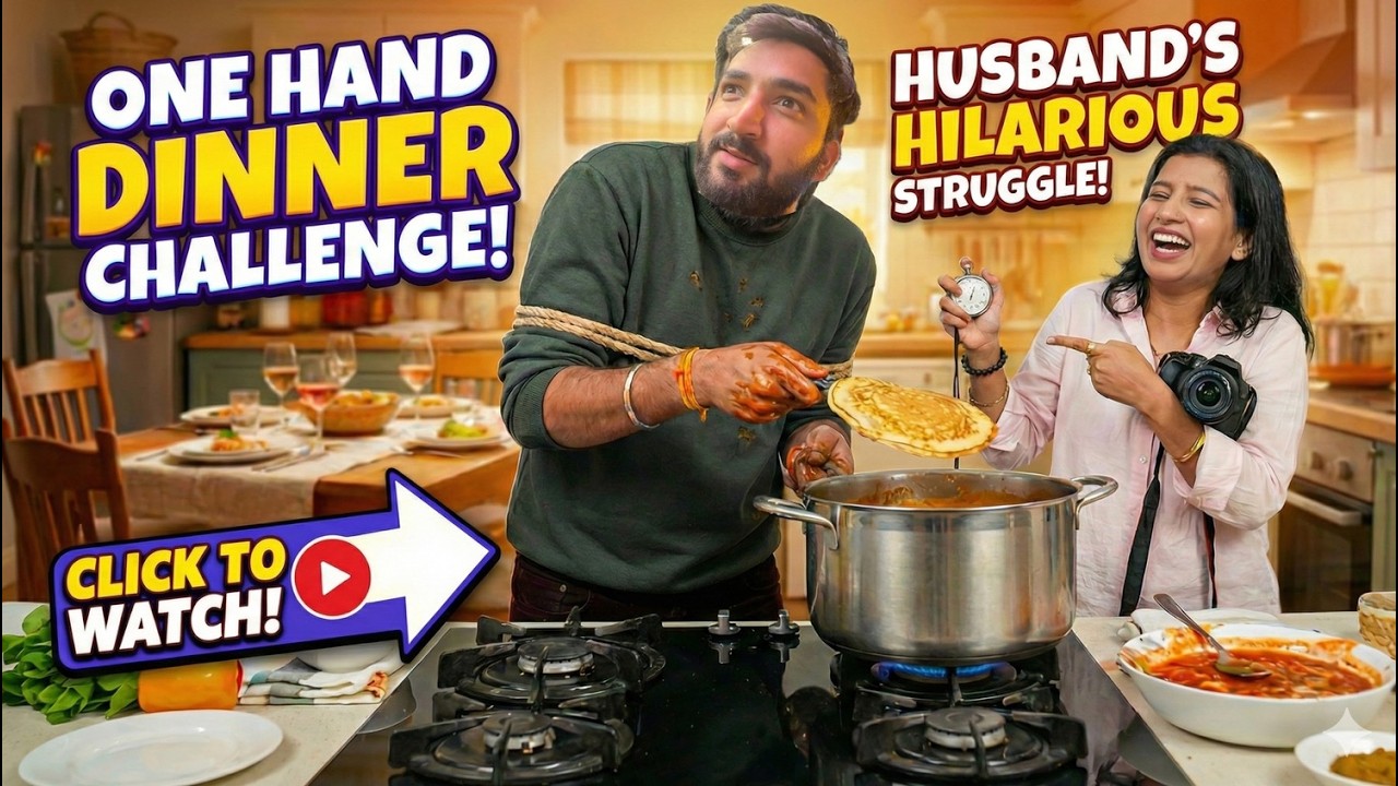 ONE HAND DINNER CHALLENGE FOR HUSBAND 😂