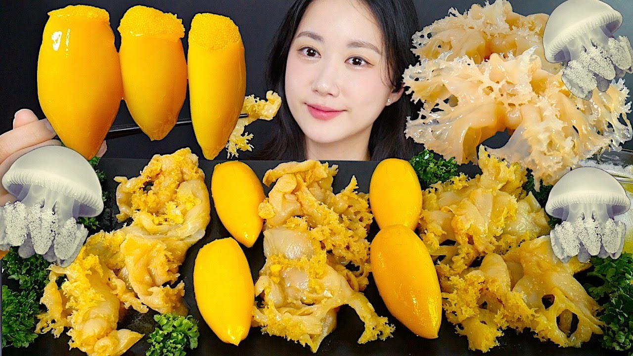 Салат Из Медуз, Комочи-Ярика💛 Медузы С Горчичным Соусом | eating show | mukbang asmr
