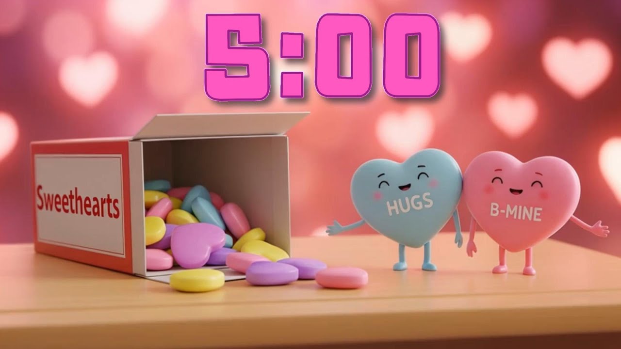 5 Minute Calm Valentine Music Timer with Candy Hearts 💕🍬