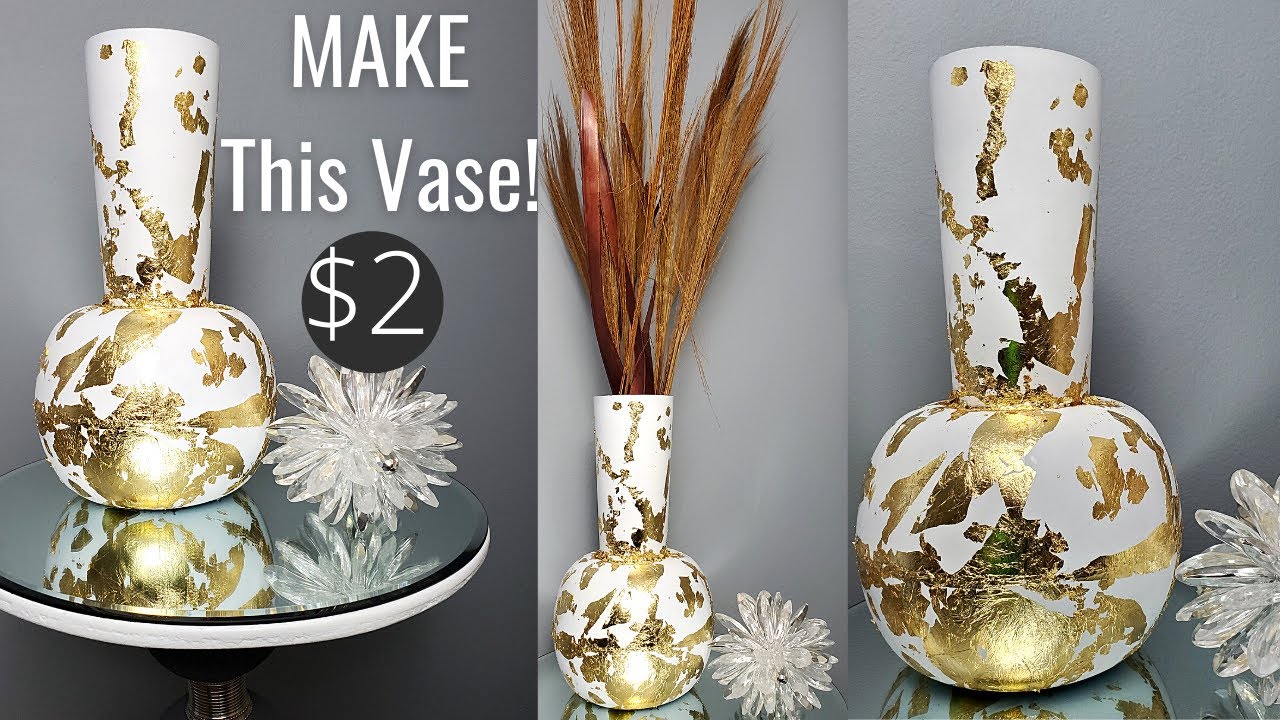 DIY GOLD LEAF VASE HOME DECOR / WEDDING CENTERPIECES