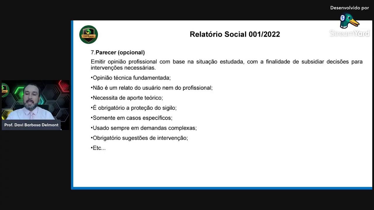 Modelo explicativo de Relatório Social Completo no Serviço Social - Passo-a-passo
