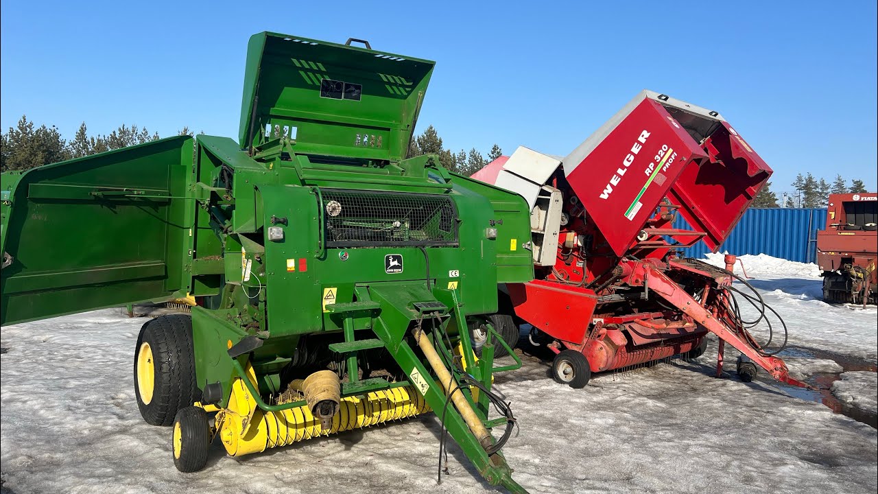 JOHN DEERE 575 и WELGER RP320 PROFI два старых пресс-подборщика 