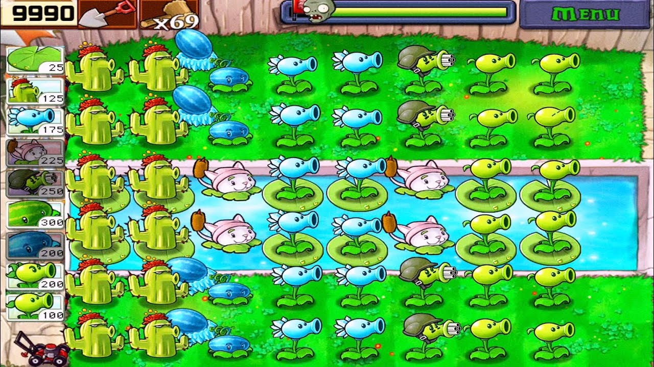 Plants vs Zombies • Cactus + Snow Pea + Peashooter vs Zombies • Full Walkthrough HD [ 1080p ]