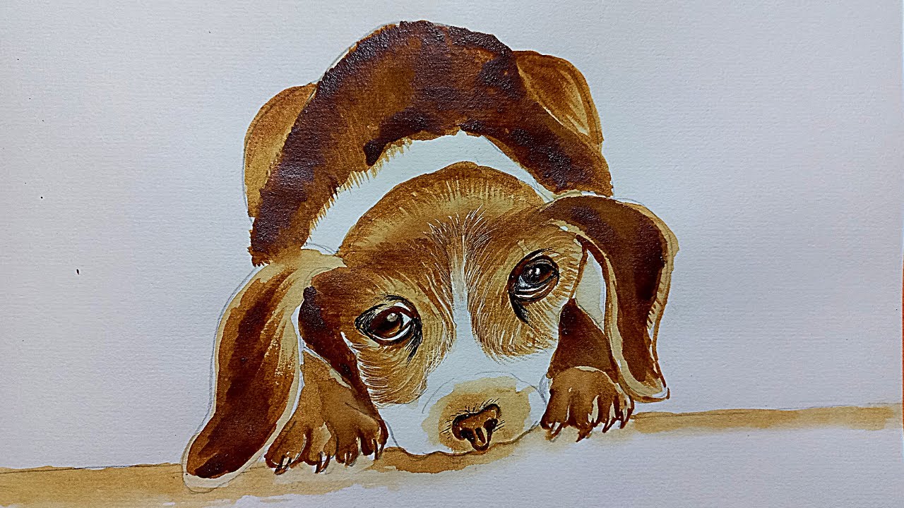 Coffee Painting - Dog | Tutorial | Sumana's Artwork
