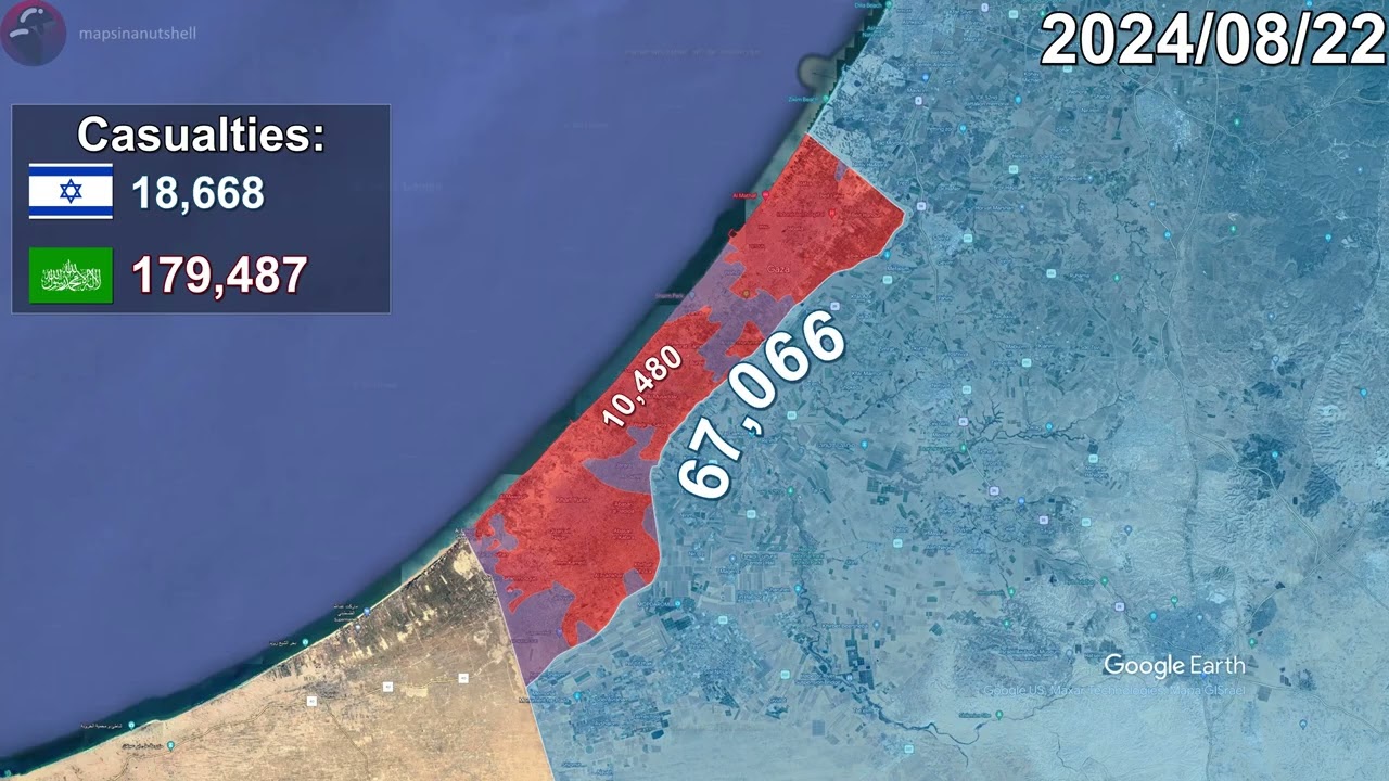 Israel-Hamas War: Every Day to 2026 Mapped using Google Earth