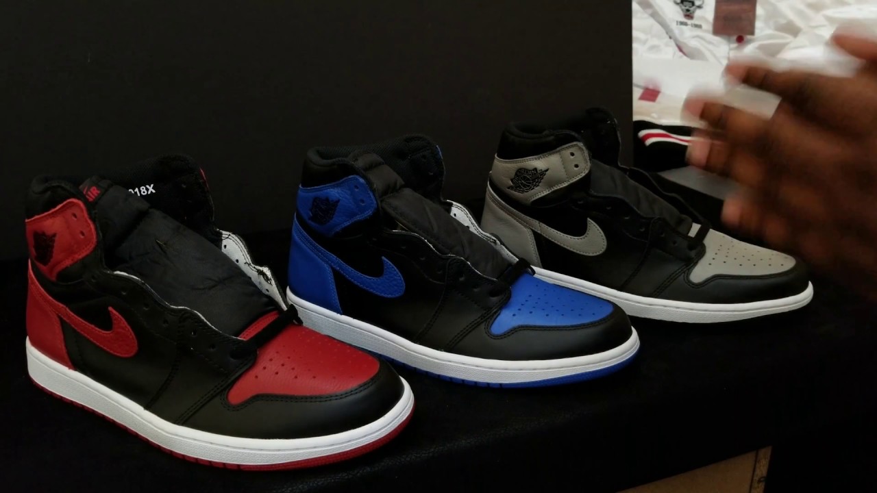 AIR JORDAN RETRO 1 БИТВА: 2016 BRED ПРОТИВ 2017 ROYAL ПРОТИВ 2018 SHADOW