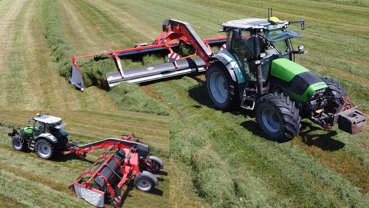 Schwaden (Deutz Fahr/Kuhn MERGE MAXX 950) bei Ziertheim