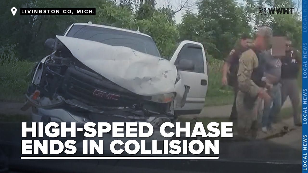 INTENSE VIDEO: High-speed chase in Michigan leads to crash and guns drawn!