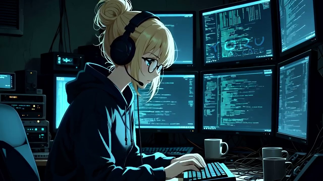 Blue Monitor Glow 💻 | Liquid Lo-fi Drum & Bass for Deep Coding Flow – Yoru Relax Café