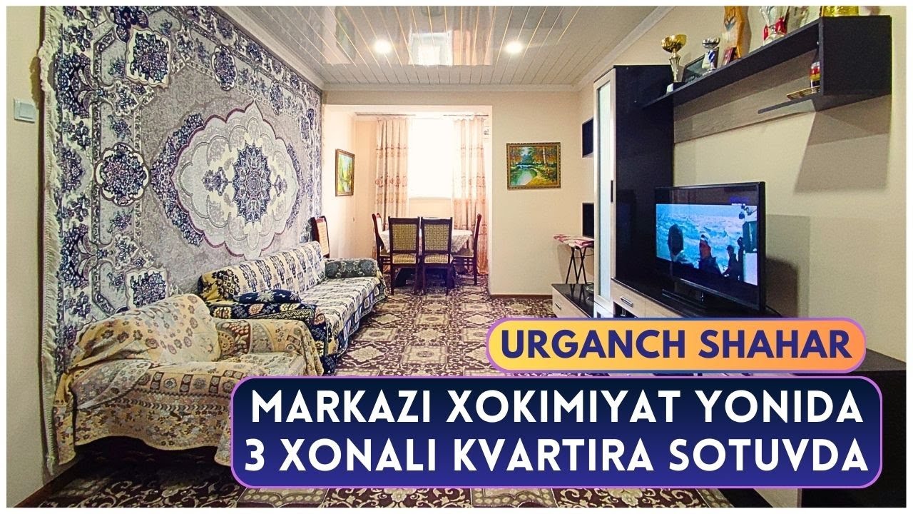 Urganch shahar xokimiyati yonida 3 xonali kvartira sotiladi